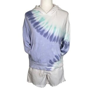 Wildfox Hadley Tie Dye Hoodie Peri Shibori Lavender Purple White Aqua Small S